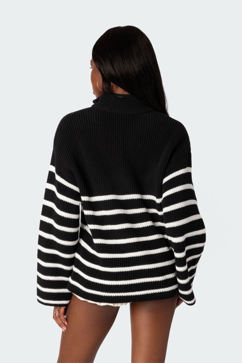 Edikted Oversized Quarter Zip Sweater Black And White | USA RQ610801L3