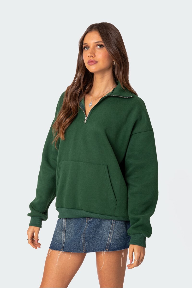 Edikted Oversized Quarter Zip Sweatshirts Green | USA DN119761Q3