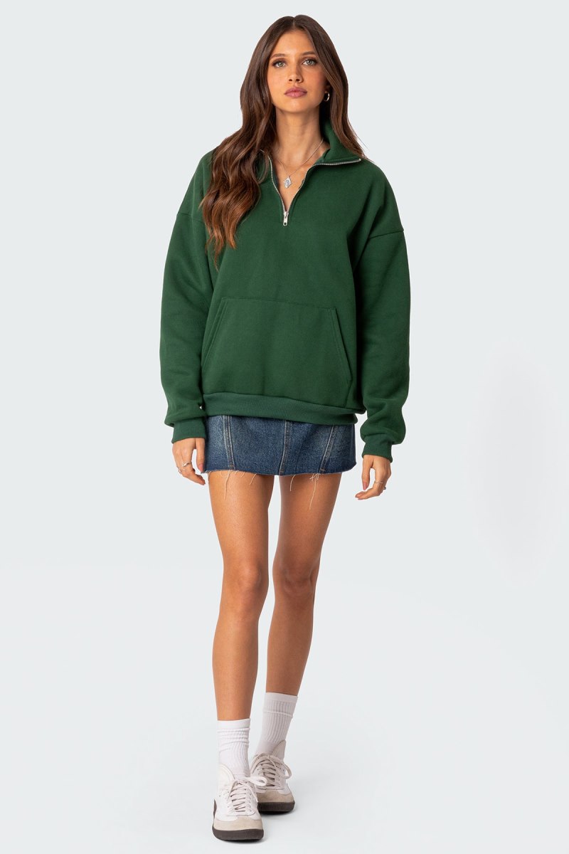 Edikted Oversized Quarter Zip Sweatshirts Green | USA DN119761Q3