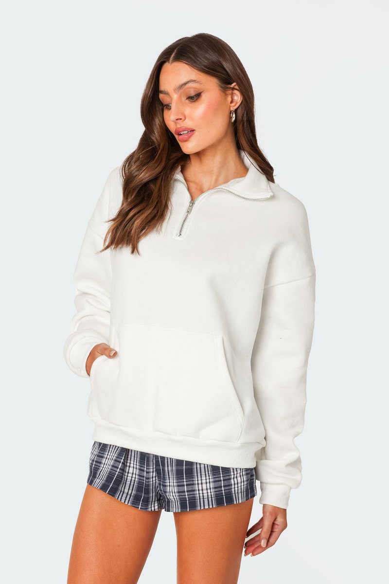 Edikted Oversized Quarter Zip Sweatshirt Long Sleeve Tops Green | USA TG026272K2