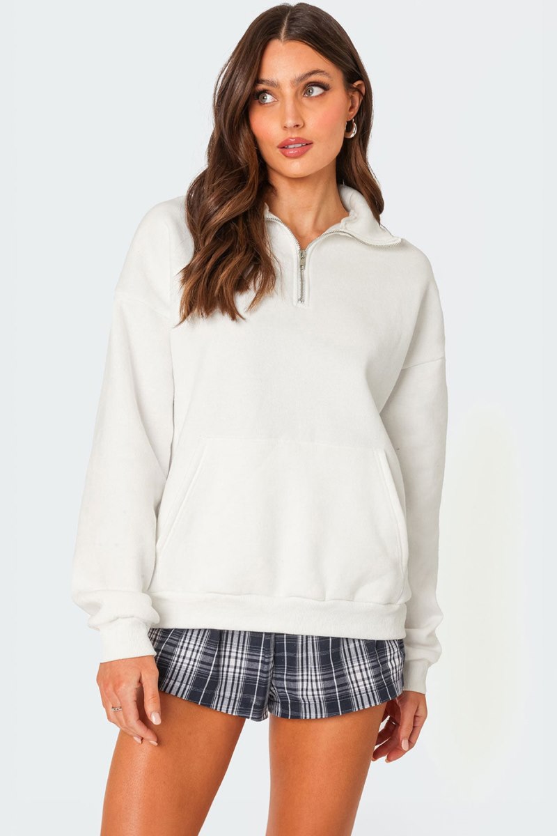 Edikted Oversized Quarter Zip Sweatshirt Long Sleeve Tops Green | USA TG026272K2