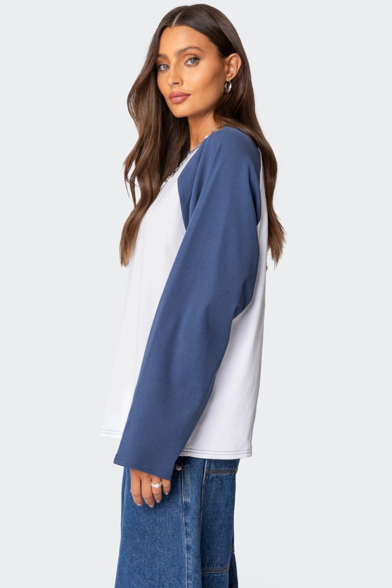 Edikted Oversized Raglan Long Sleeve Tops White | USA SW920652Y7