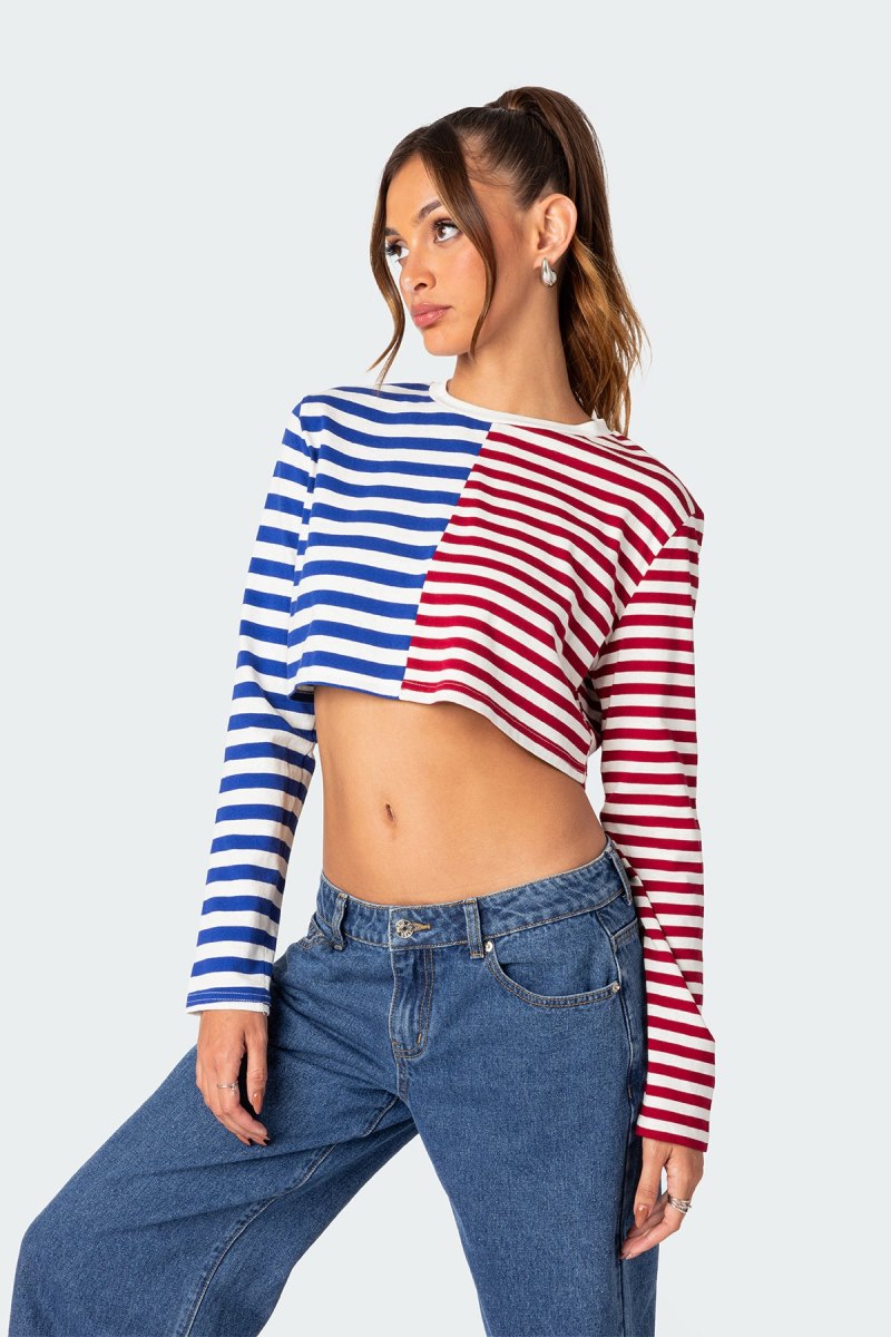 Edikted Oversized Striped Long Sleeve Tops Mix | USA PB688808I9