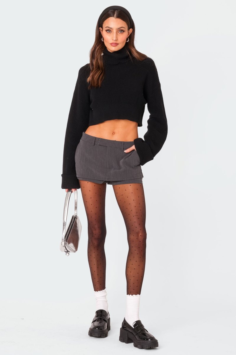 Edikted Oversized Turtle Neck Cropped Sweater Black | USA XG623552Y8