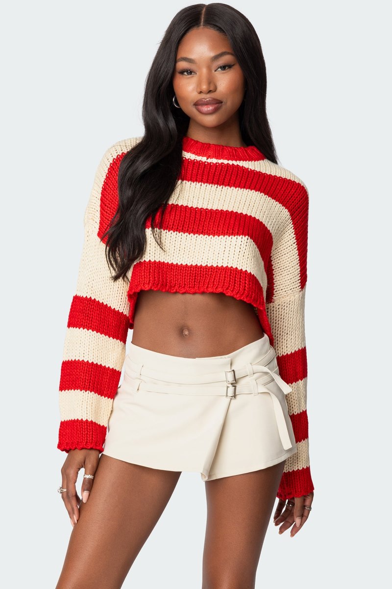 Edikted Ozzy Cropped Knitted Sweater Crop Tops Blue | USA QY902600F9
