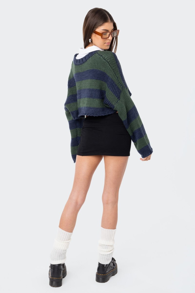 Edikted Ozzy Cropped Knitted Sweater Crop Tops Blue | USA FP193839W9
