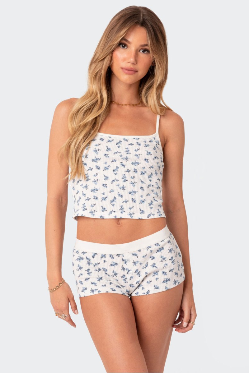 Edikted Pamper Waffle Tank Top White | USA AW239473E1