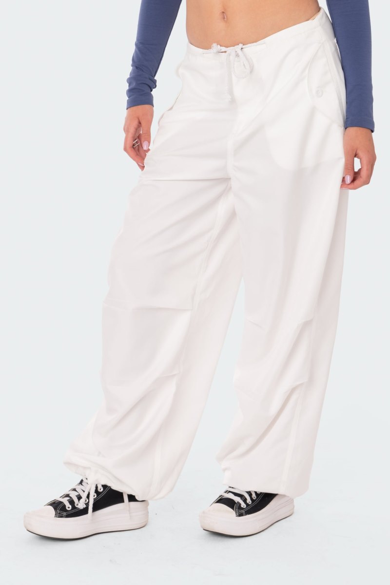 Edikted Parker Nylon Cargo Pants White | USA DQ848534P8