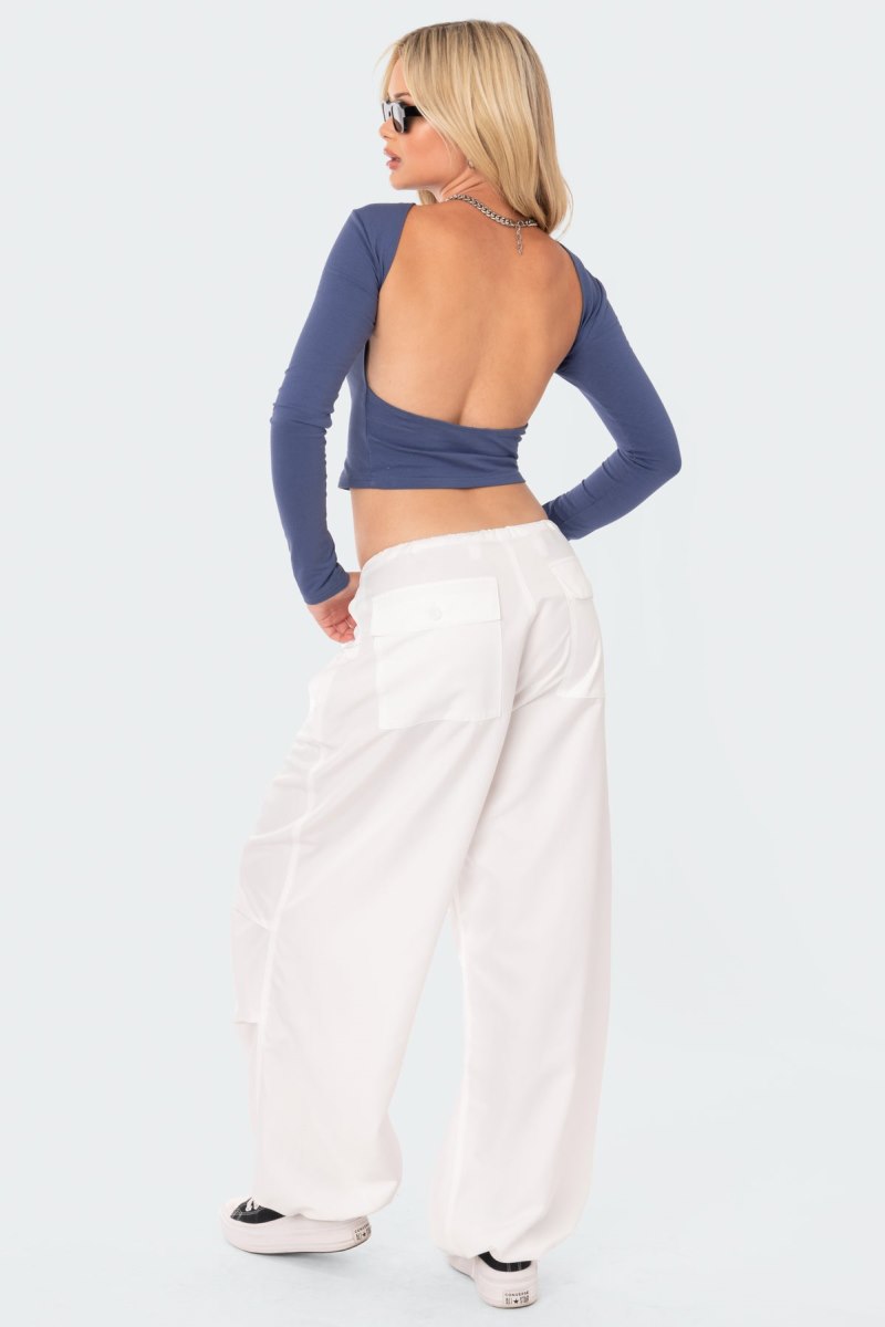 Edikted Parker Nylon Cargo Pants White | USA DQ848534P8