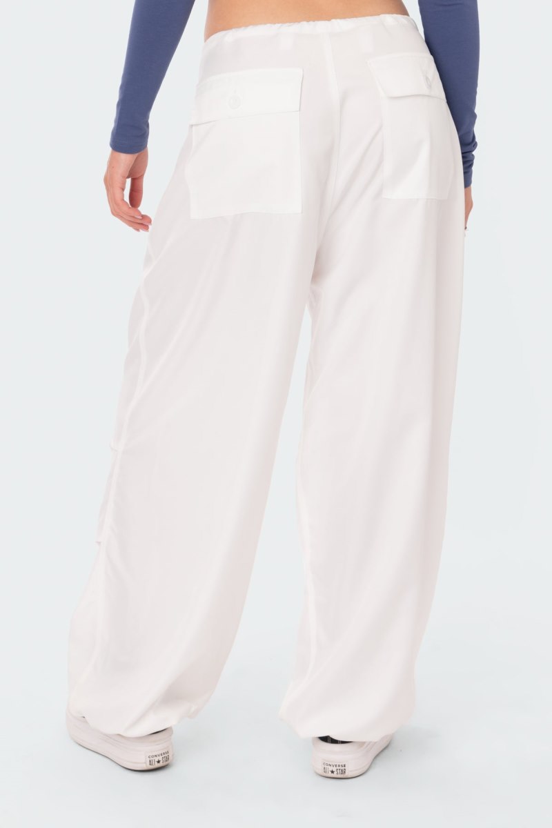 Edikted Parker Nylon Cargo Pants White | USA DQ848534P8