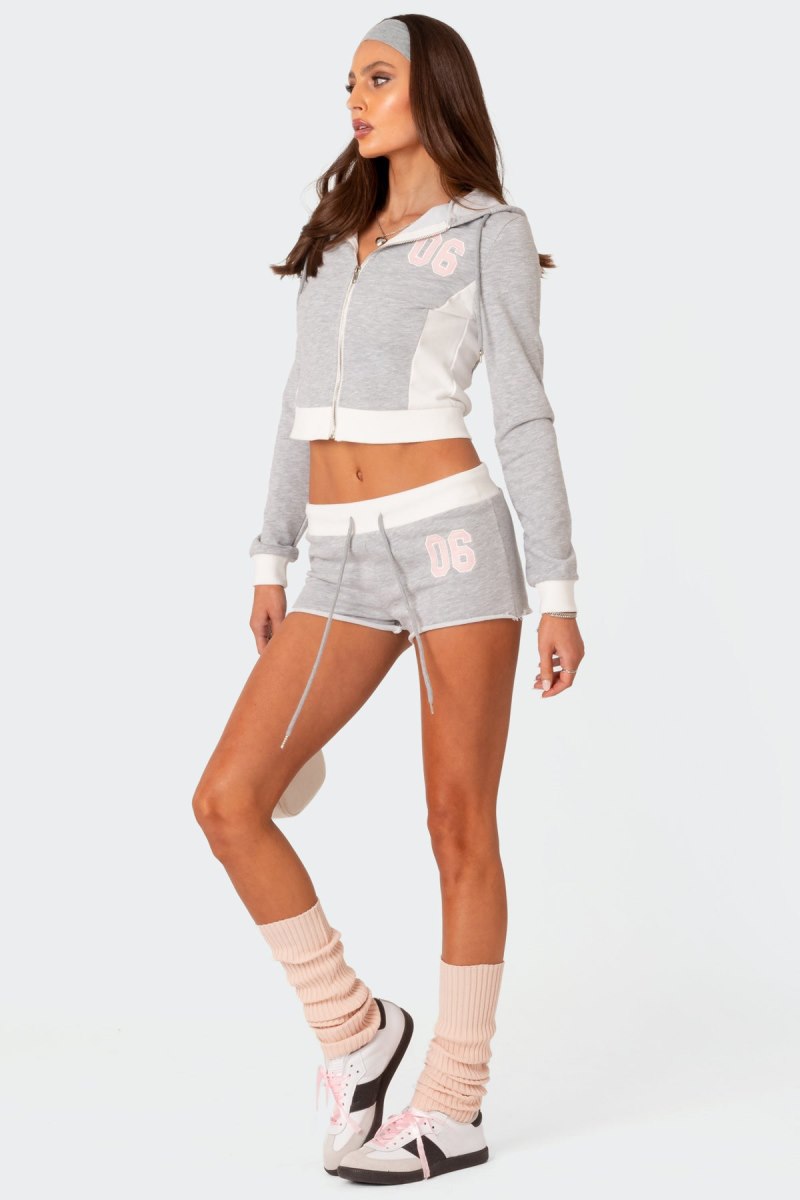 Edikted Pat Zip Up Hoodie Long Sleeve Tops Gray Melange | USA GR214221Y9