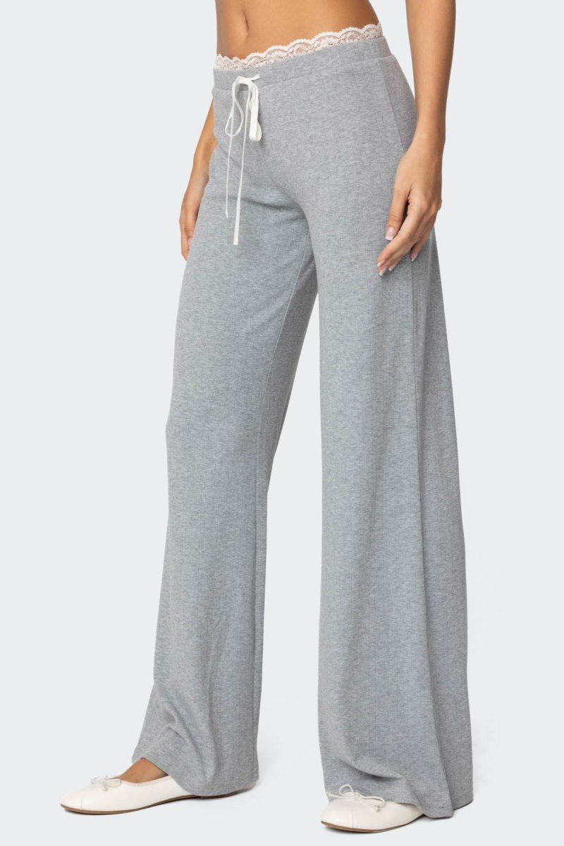 Edikted Peekaboo Lace Pants Gray Melange | USA DT601190G5