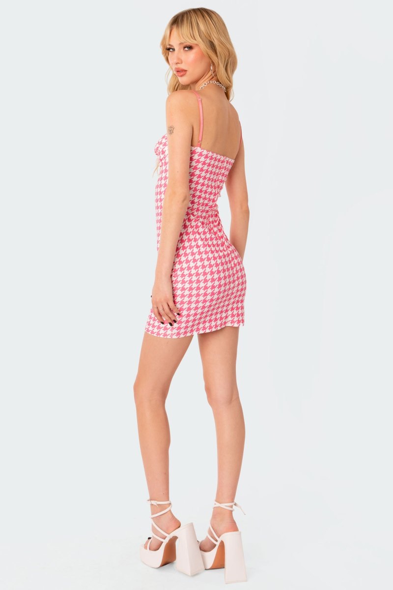 Edikted Pepita Mini Dress Pink | USA UF431013Z2