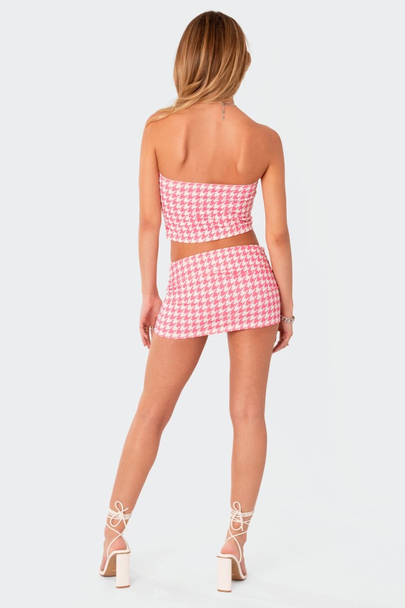 Edikted Pepita Tube Crop Tops Pink | USA KG757725U5
