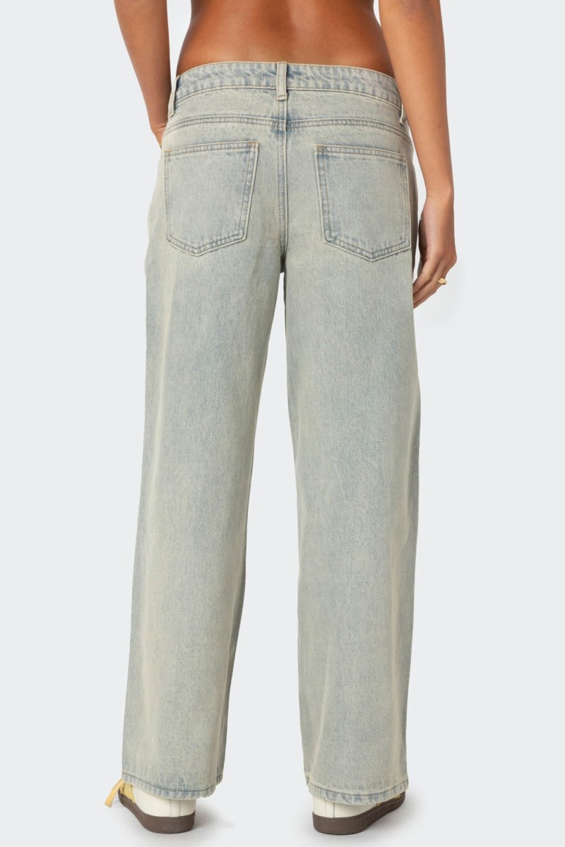 Edikted Petite Magda Low Rise Acid Wash Jeans Black Washed | USA IN298459H7