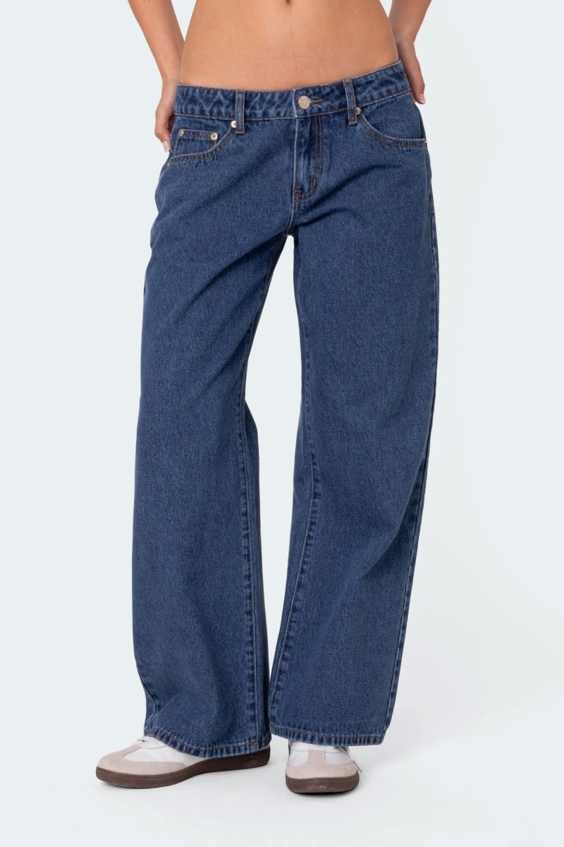Edikted Petite Raelynn Washed Low Rise Jeans Black Washed | USA ST278817O2