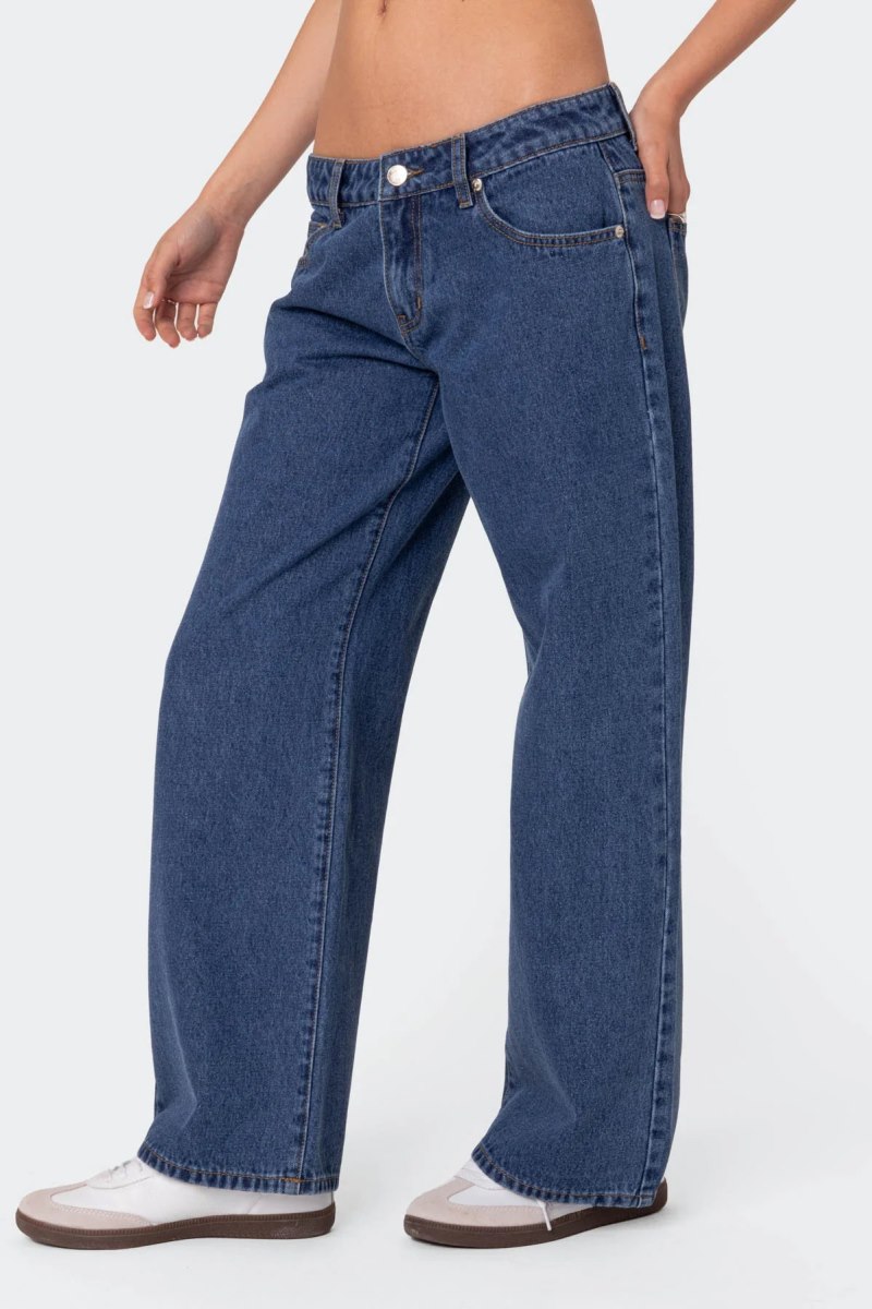 Edikted Petite Raelynn Washed Low Rise Jeans Black Washed | USA ST278817O2