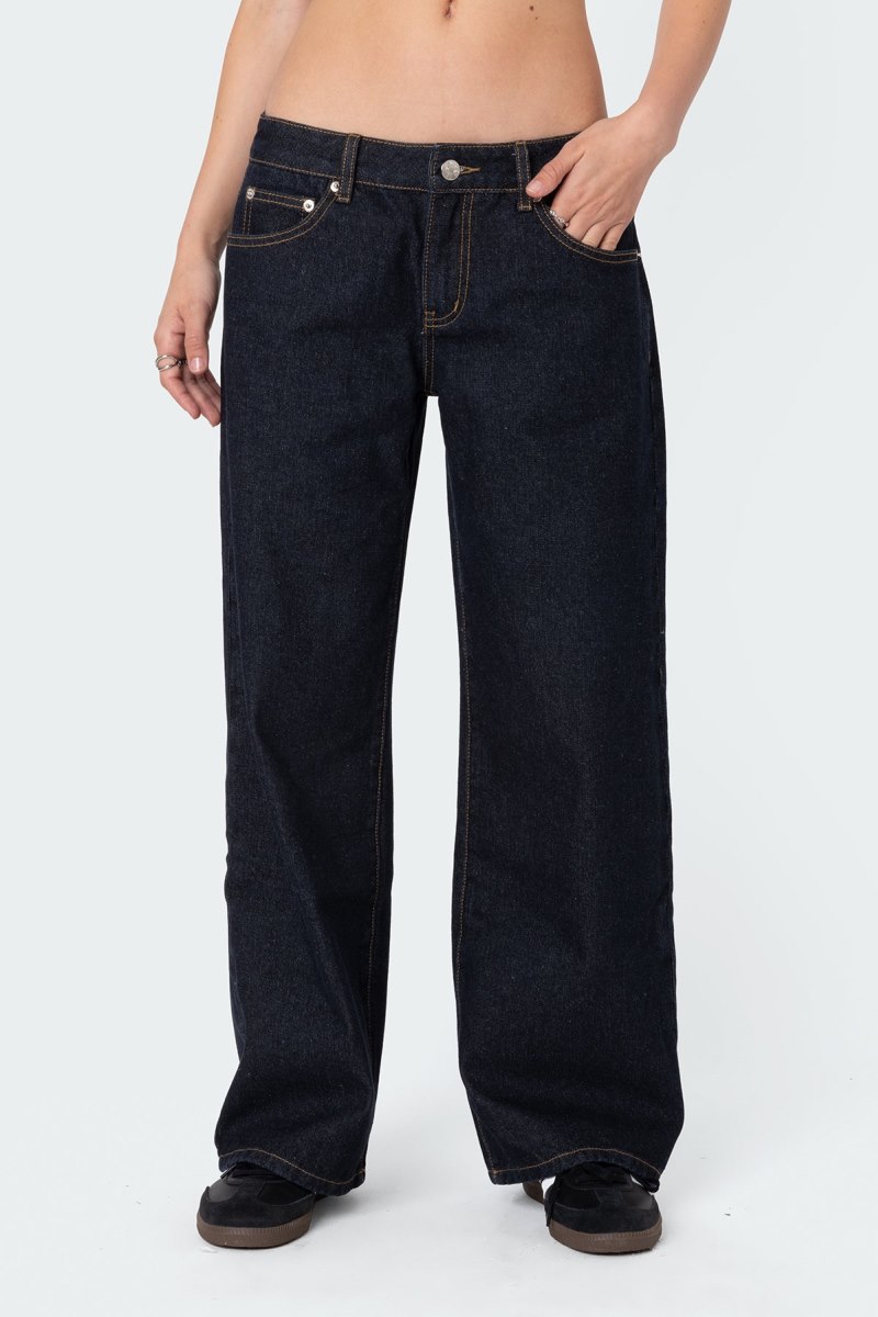 Edikted Petite Raelynn Washed Low Rise Jeans Black Washed | USA GQ037743O1