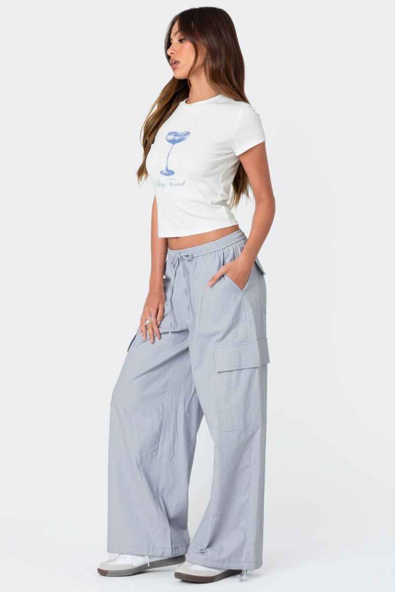 Edikted Phoenix Linen Look Cargo Pants Gray | USA GF161416A9