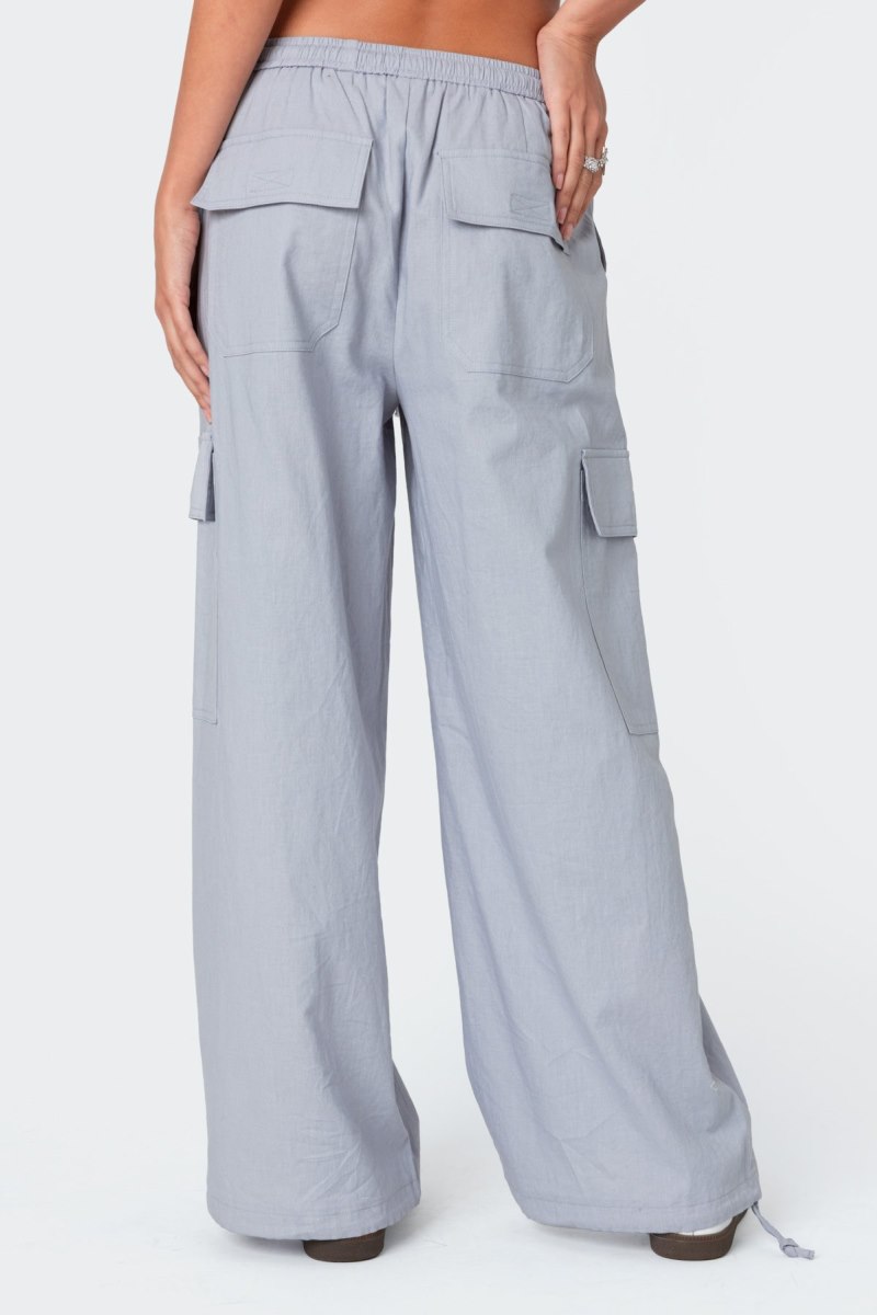Edikted Phoenix Linen Look Cargo Pants Gray | USA GF161416A9