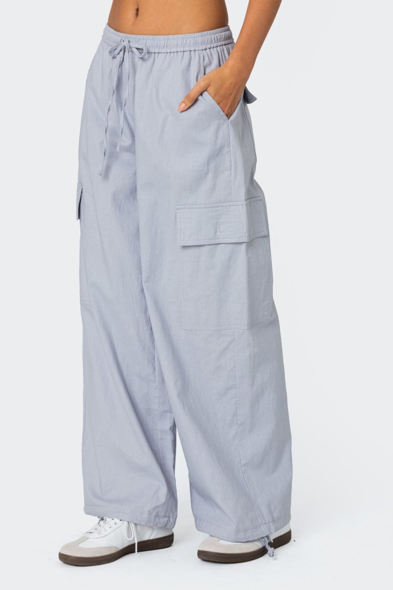 Edikted Phoenix Linen Look Cargo Pants Gray | USA GF161416A9