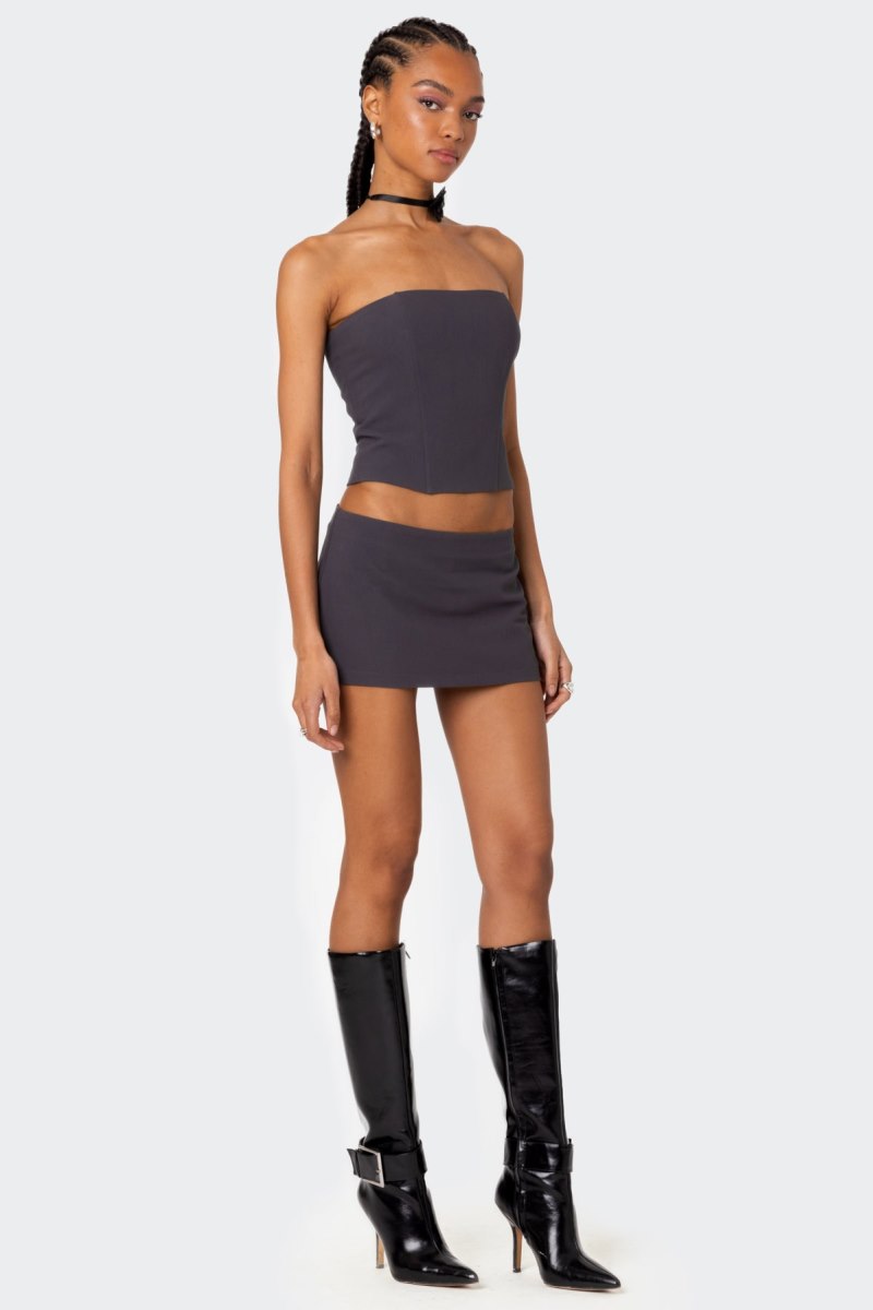Edikted Piper Micro Skorts Dark Gray | USA QH301900S9