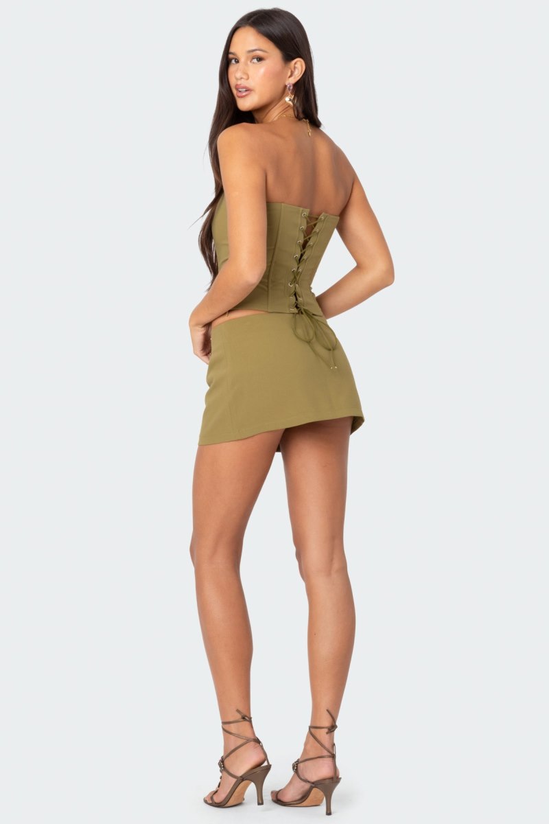 Edikted Piper Strapless Corset Strapless Tops Dark Gray | USA SN741604C5