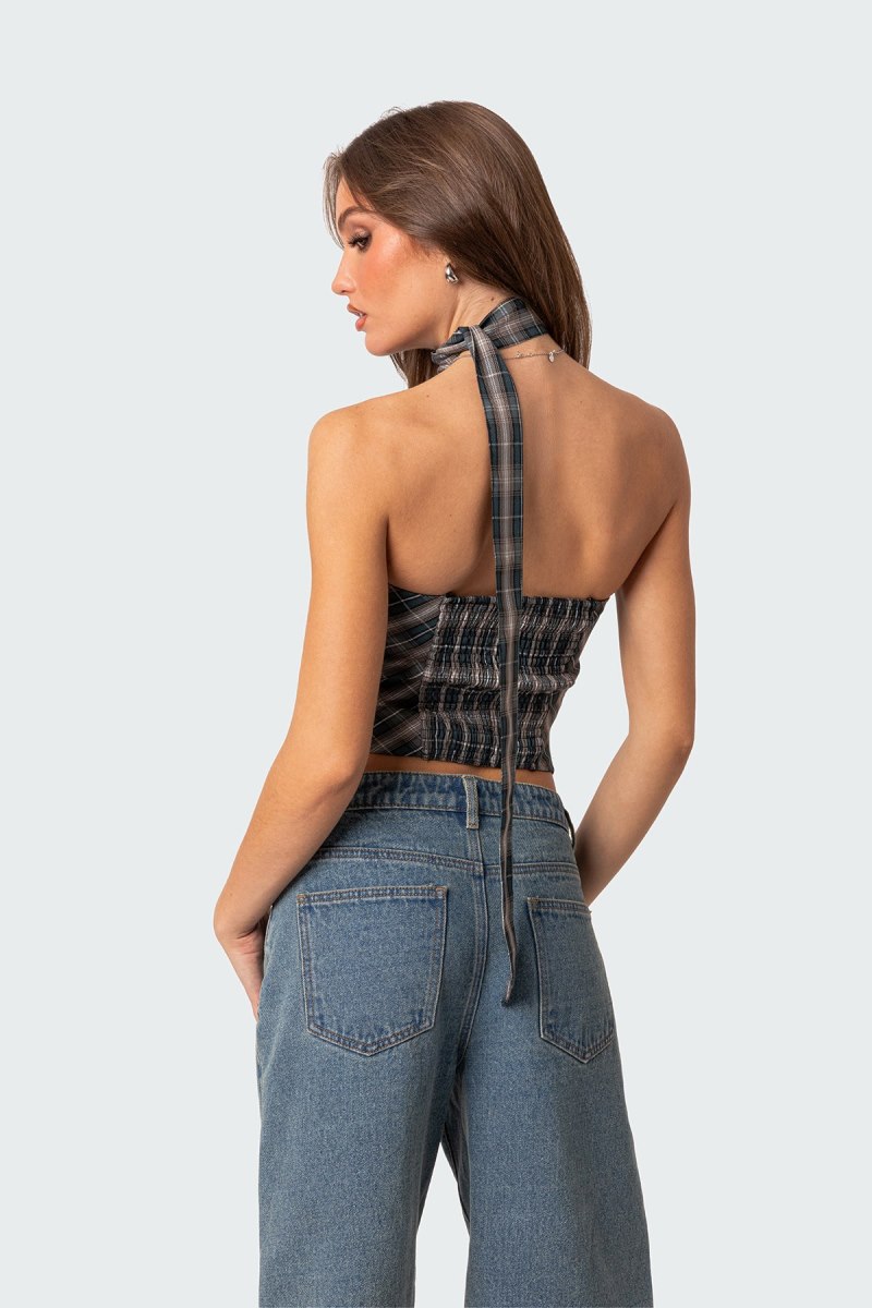 Edikted Plaid Two Piece Scarf Strapless Tops Mix | USA ZM414321P3
