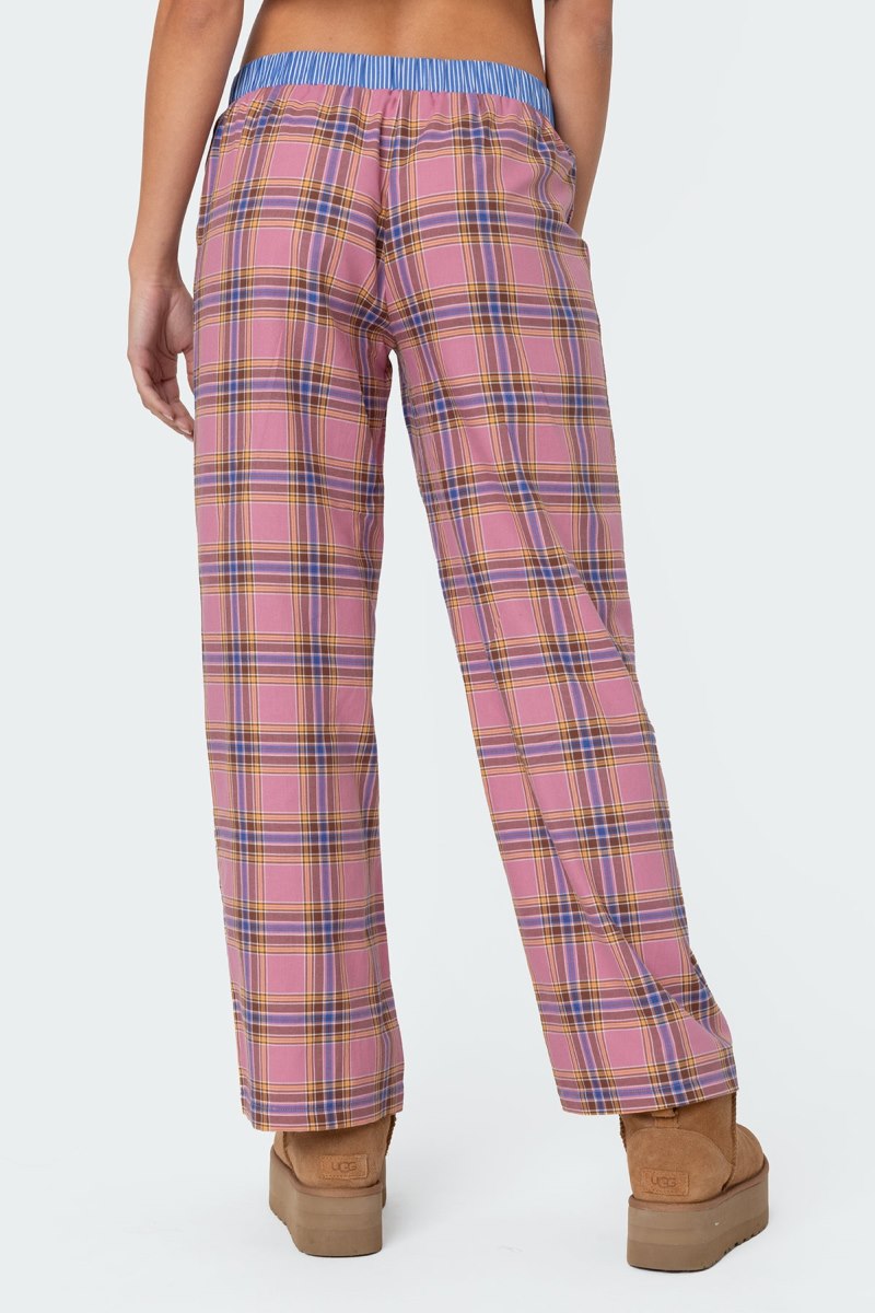 Edikted Plaid & Stripe Pants Pink | USA OW271797F7