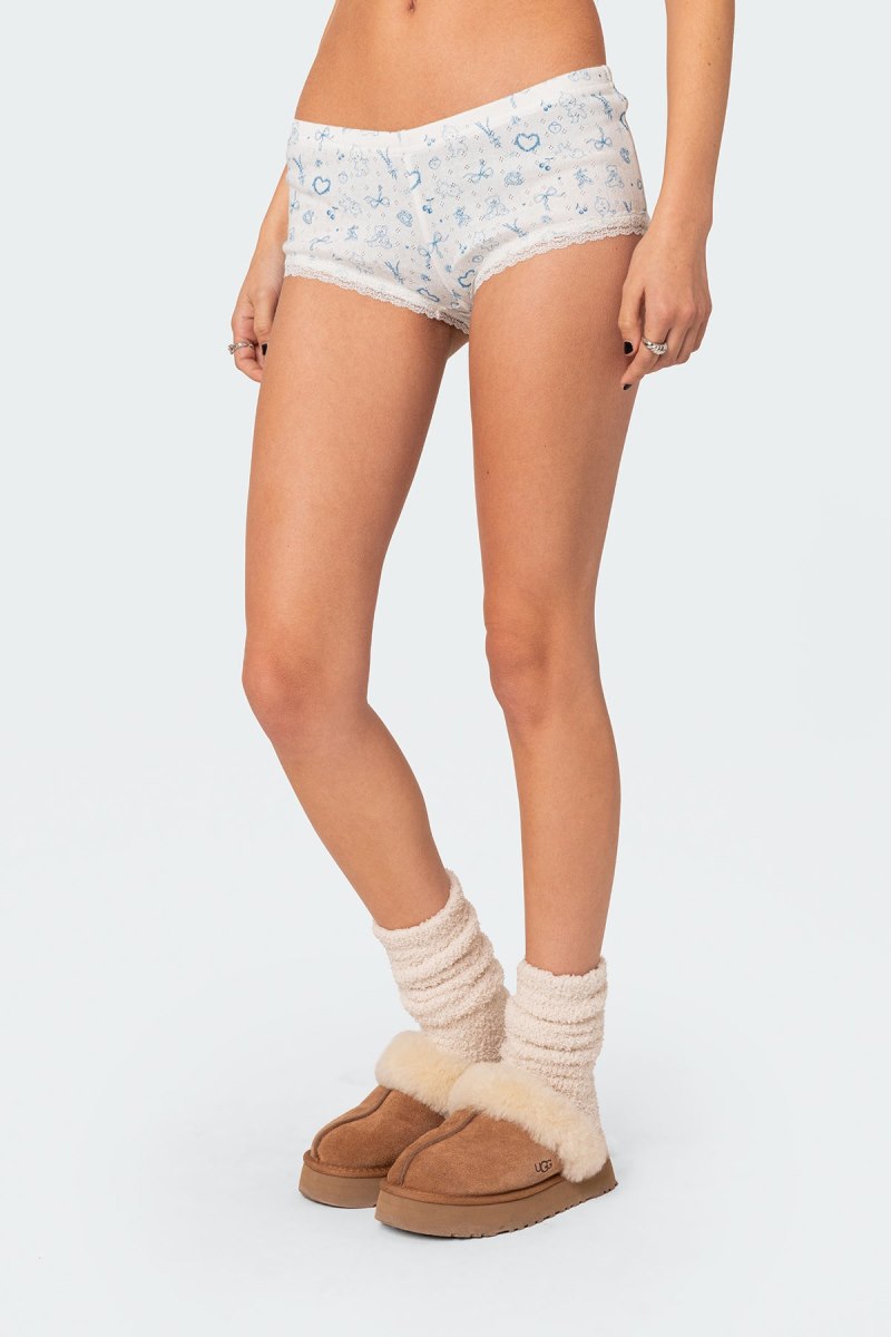 Edikted Playtime Printed Pointelle Shorts Mix | USA VI196529O1