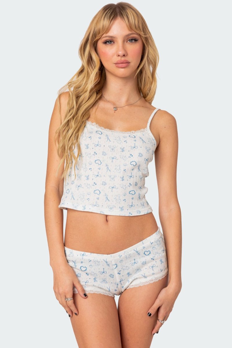 Edikted Playtime Printed Pointelle Tank Top Mix | USA GW251375U3