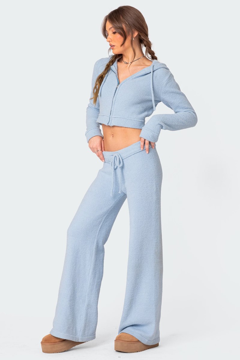 Edikted Plush Super Soft Hooded Cardigan Light-blue | USA PH227182C7