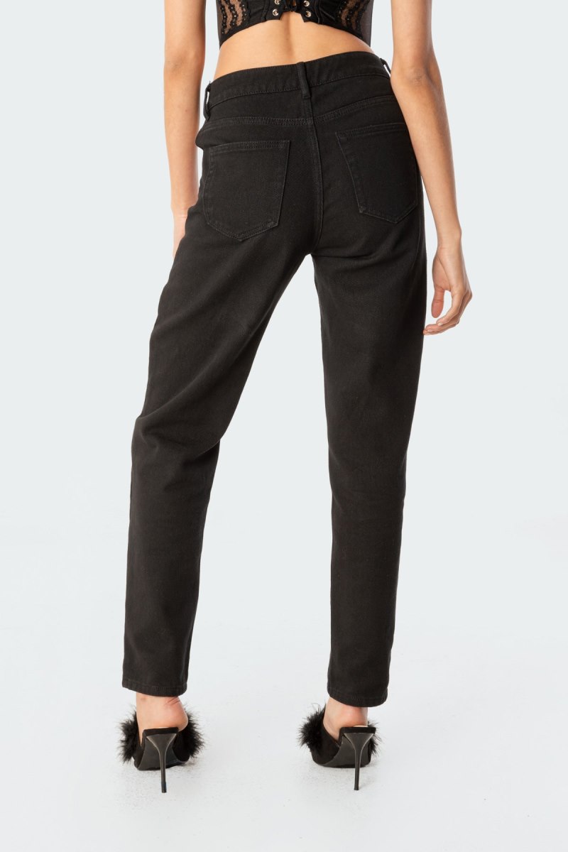Edikted Pocketless Flame Jeans Black | USA US310391C3