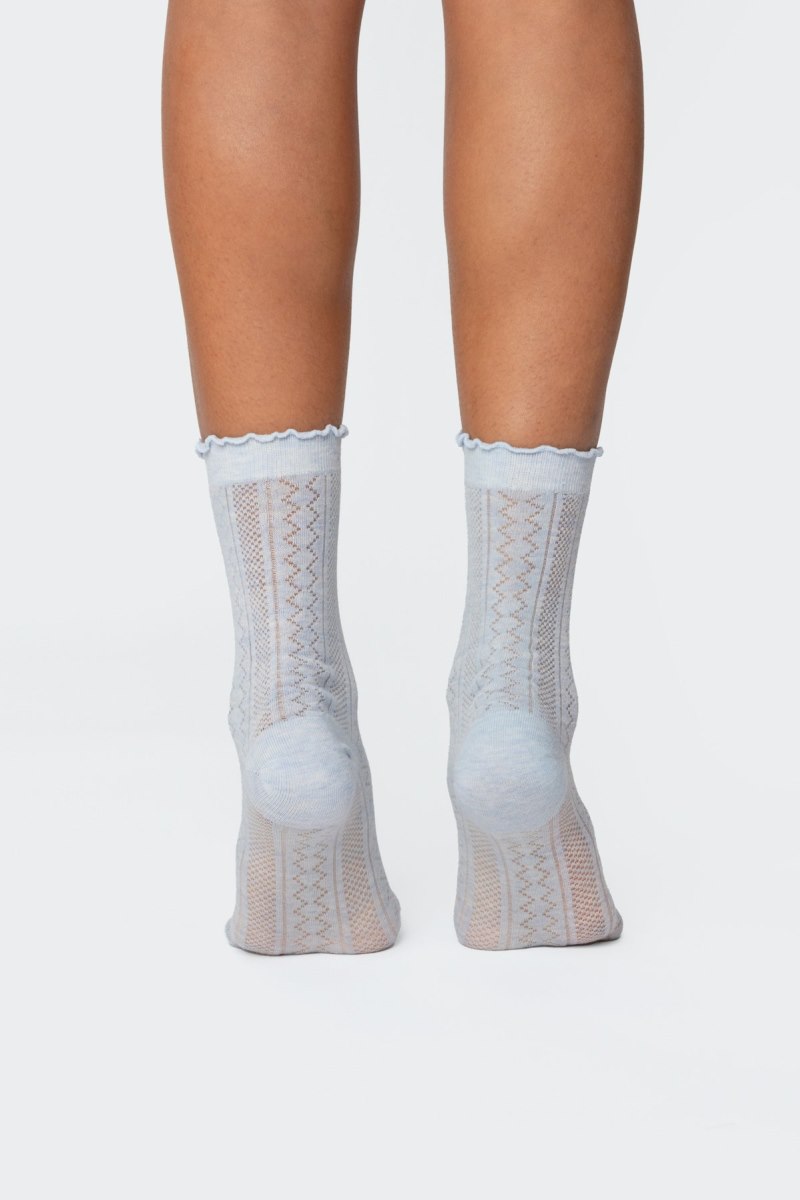 Edikted Pointelle Socks Blue | USA KW284138B2