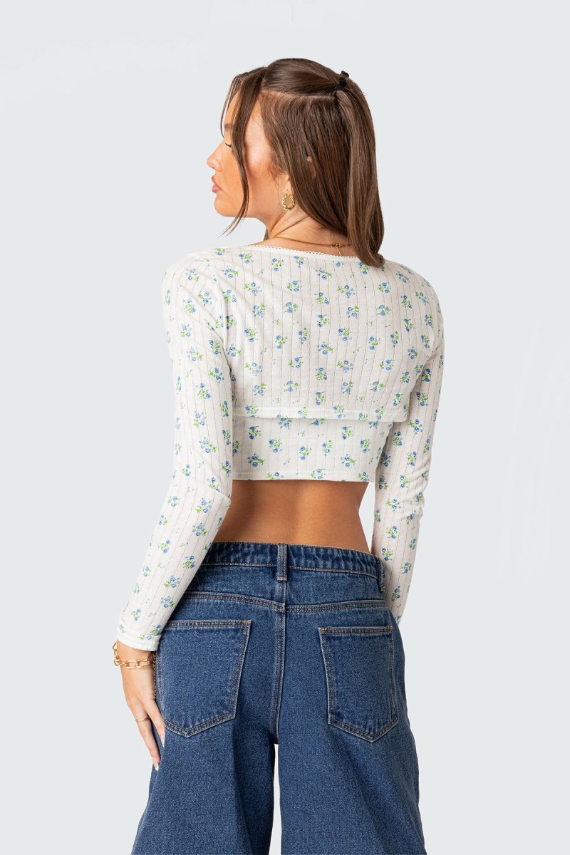 Edikted Pointelle Two Piece Shrug Crop Tops Mix | USA QM215581P5
