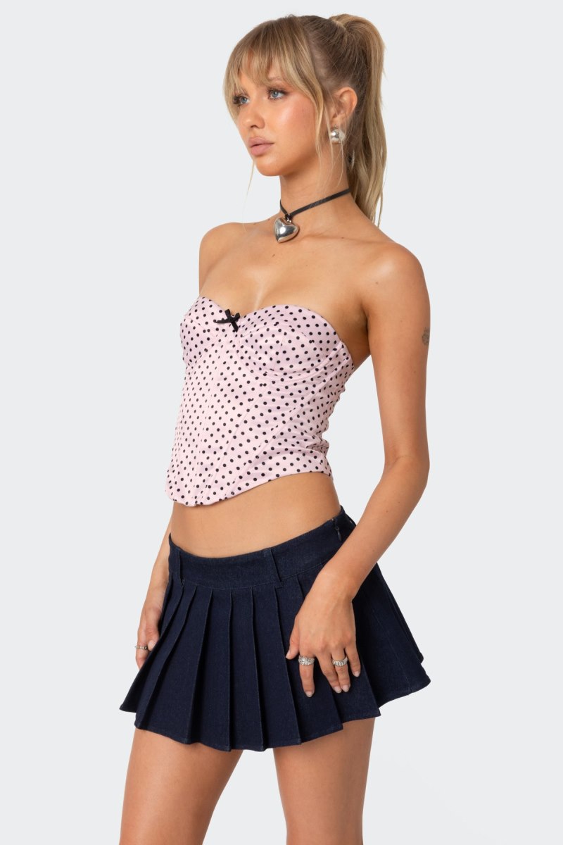 Edikted Polka Dot Satin Corset Strapless Tops Light Pink | USA VB505480H5