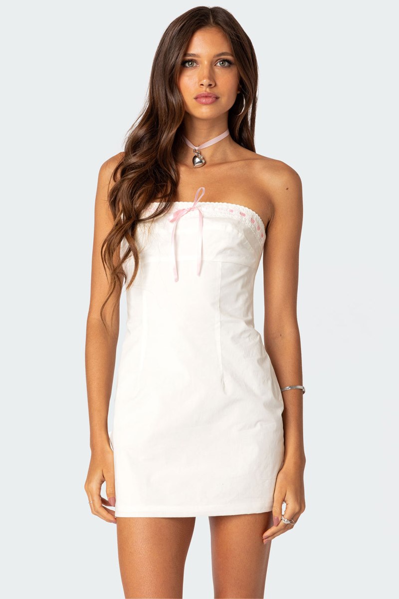 Edikted Poplin Bustier Mini Dress White | USA HY721472D1