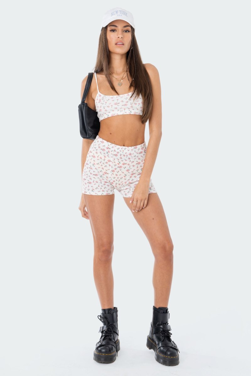 Edikted Primrose Waffle Shorts Cream | USA GW354515I7