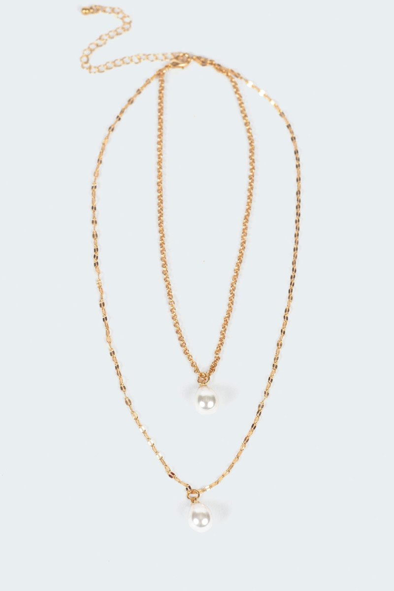 Edikted Princess Pearl Layered Necklaces Gold | USA EI592069I3