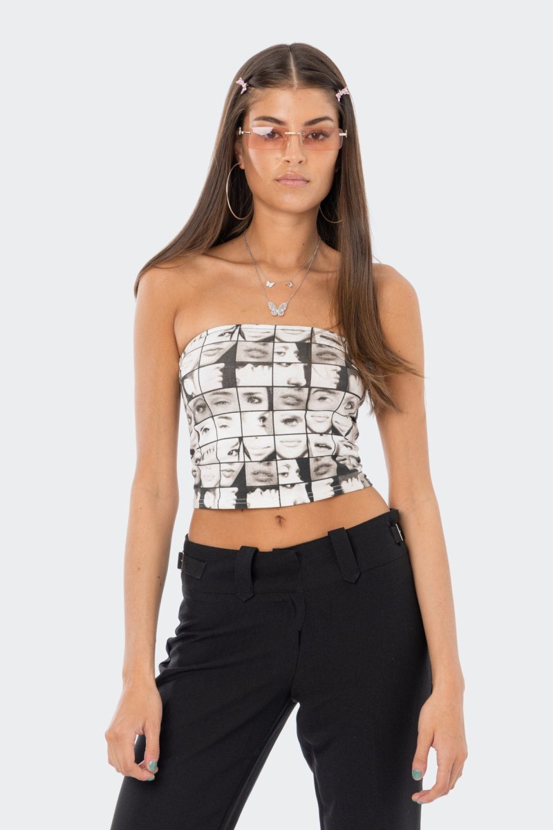 Edikted Printed Strapless Tube Graphic Tops Mix | USA XW845444I6