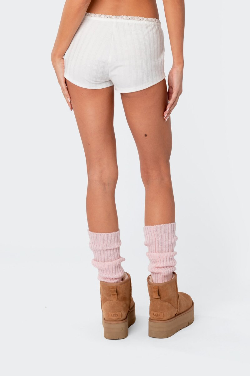 Edikted Prissy Pointelle Micro Shorts White | USA YR910731N9