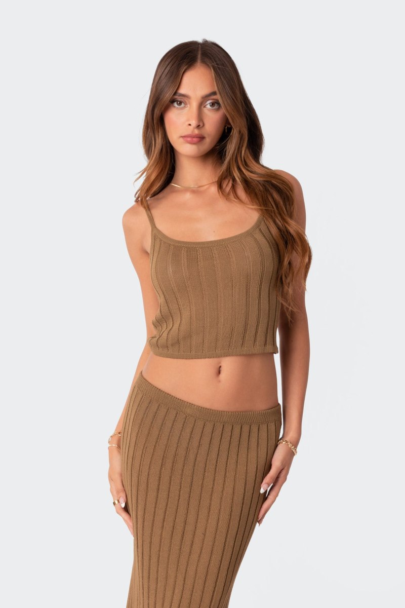 Edikted Quynh Knitted Tank Knitted Tops Olive | USA AS855045H0
