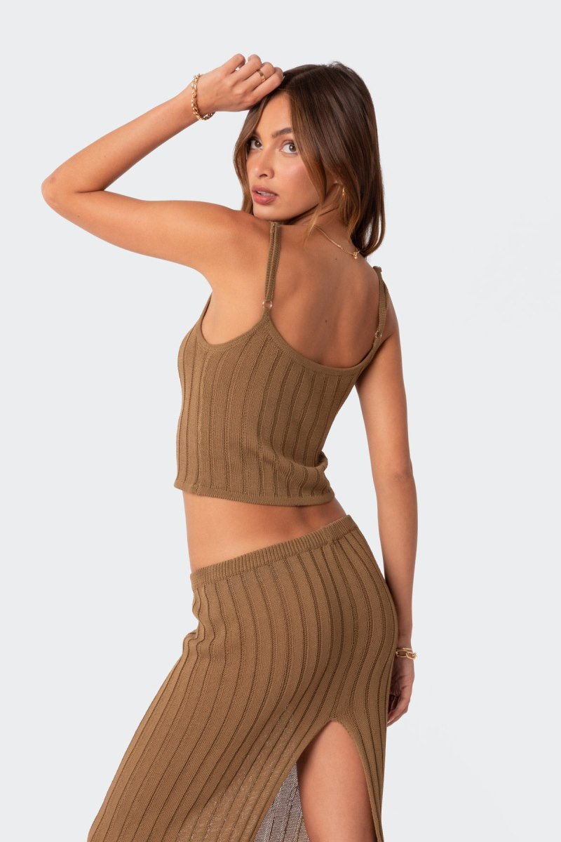 Edikted Quynh Knitted Tank Knitted Tops Olive | USA AS855045H0