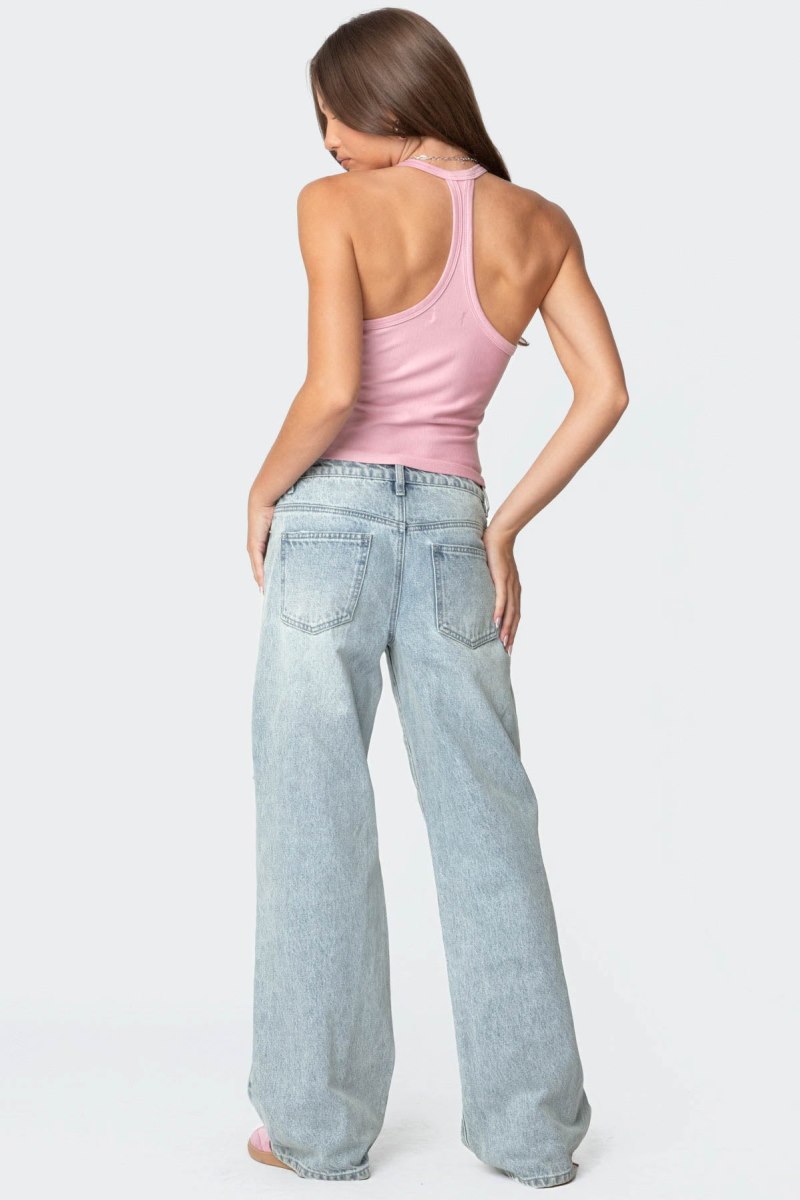 Edikted Racer Back Halter Tank Top Gray | USA HF283608B0