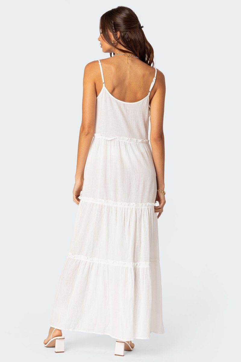 Edikted Radiant Tiered Maxi Dress Maxi Dress White | USA OF082298W0