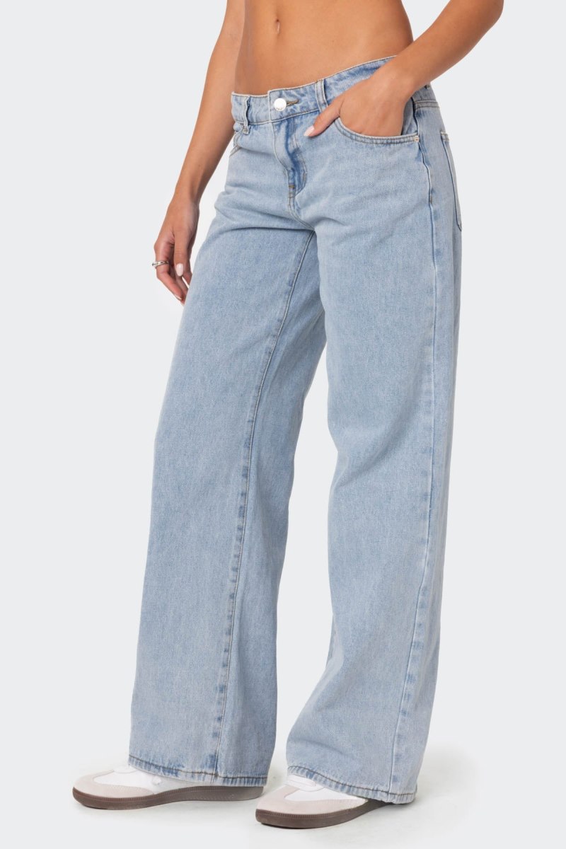 Edikted Raelynn Washed Low Rise Jeans Black Washed | USA GX544694S9