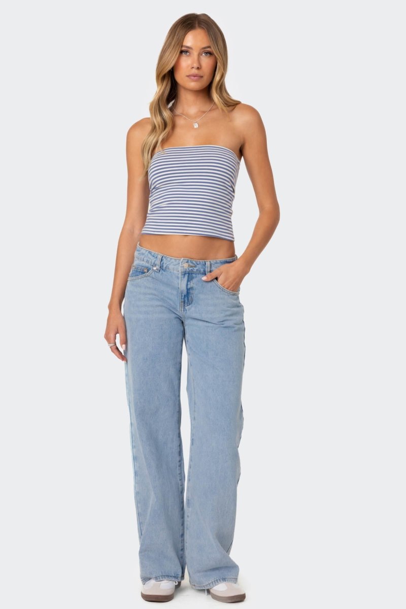 Edikted Raelynn Washed Low Rise Jeans Black Washed | USA GX544694S9
