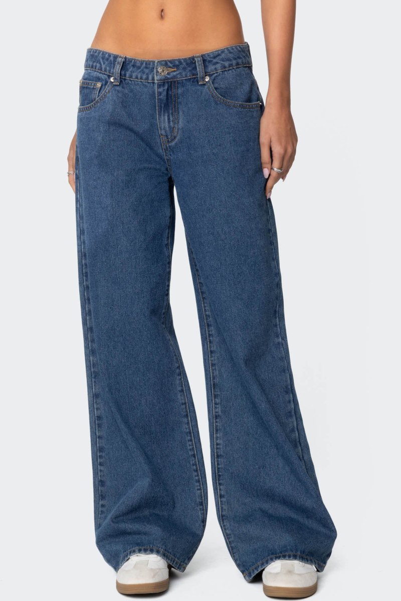 Edikted Raelynn Washed Low Rise Jeans Black Washed | USA GA912521L4