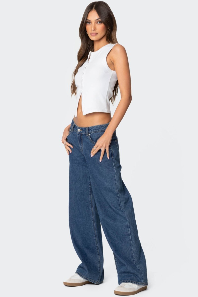 Edikted Raelynn Washed Low Rise Jeans Black Washed | USA GA912521L4