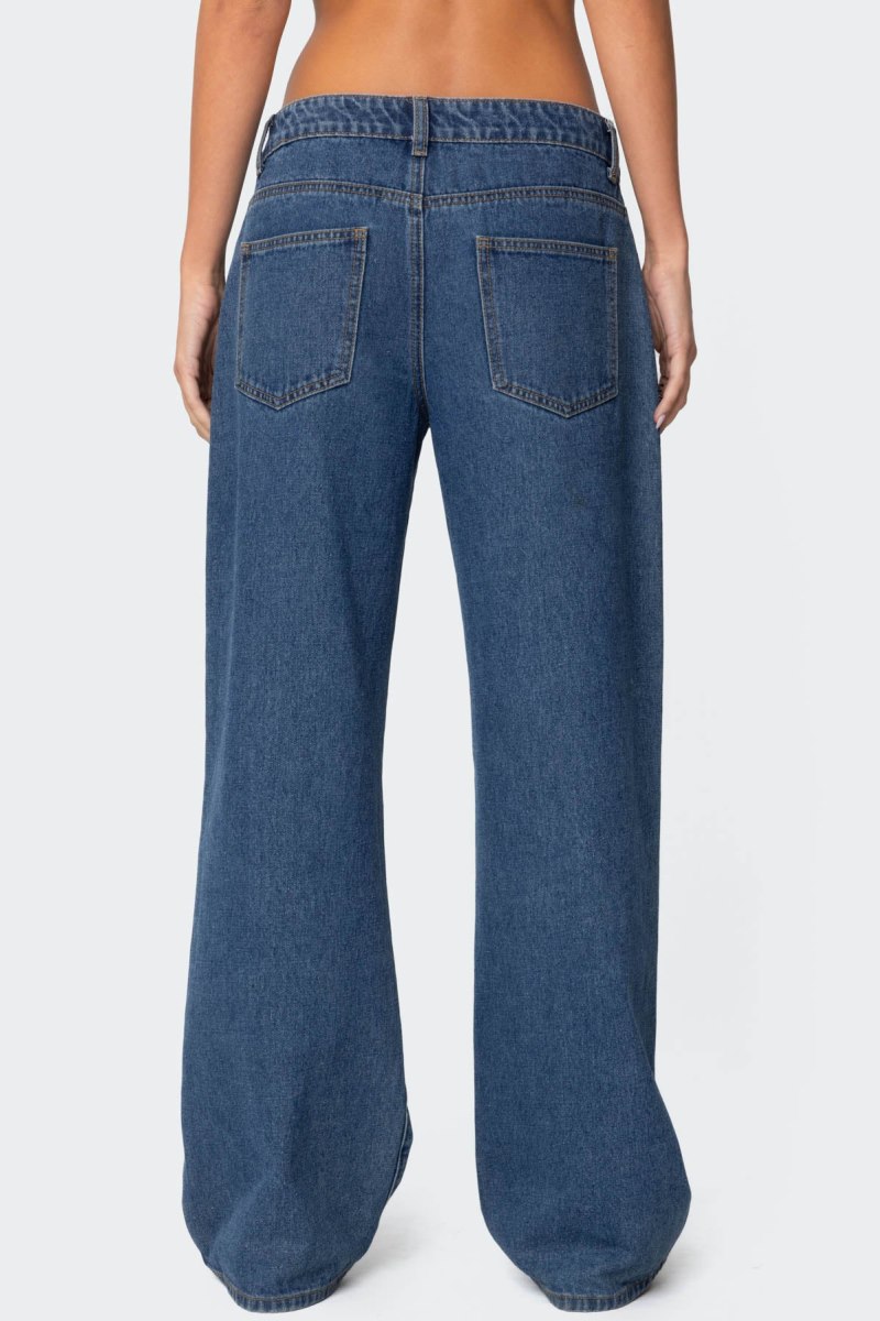 Edikted Raelynn Washed Low Rise Jeans Black Washed | USA GA912521L4